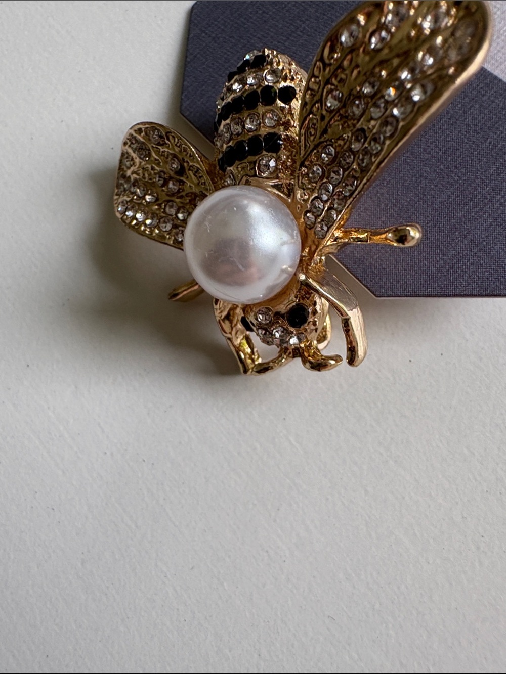 Gold Bee Brooch with Pearl Accent - Women Jewelry